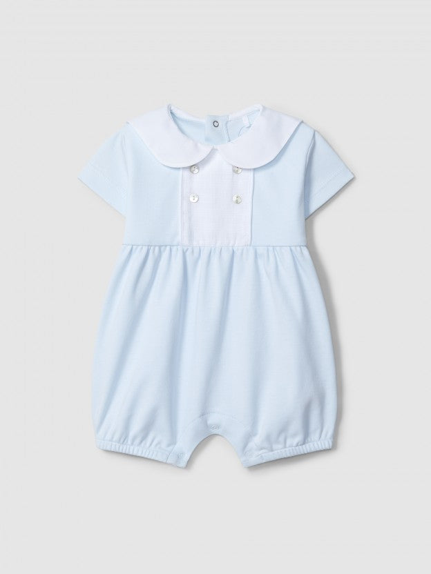Shortie sailor collar and striped jacquard - Blue