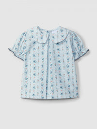Floral print seersucker blouse