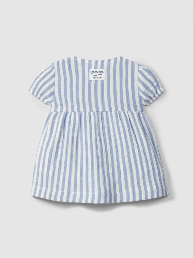Dress in striped gauze Medium Blue