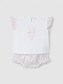 Two-piece set floral plumeti and embroidery