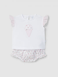 Two-piece set floral plumeti and embroidery