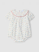 Floral print shortie with ruffled collar