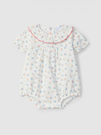 Floral print shortie with ruffled collar