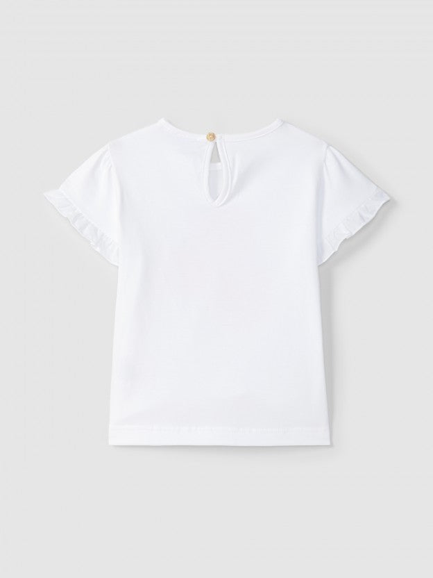 Printed T-shirt with embossed detail