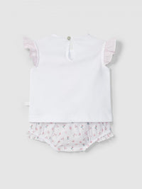 Two-piece set floral plumeti and embroidery