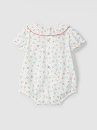 Floral print shortie with ruffled collar