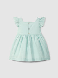 Dress in textured cotton with smocking on the chest