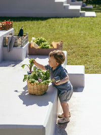 Pull-up shorts in striped fabric - Indigo