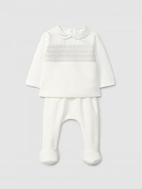 2 Pieces Babysuit W/ Smokes Embroi (0088-Lgt Grey)