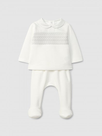 2 Pieces Babysuit W/ Smokes Embroi (0088-Lgt Grey)