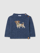 Knitted Jacquard Sweater (0037-Indigo)