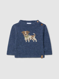 Knitted Jacquard Sweater (0037-Indigo)