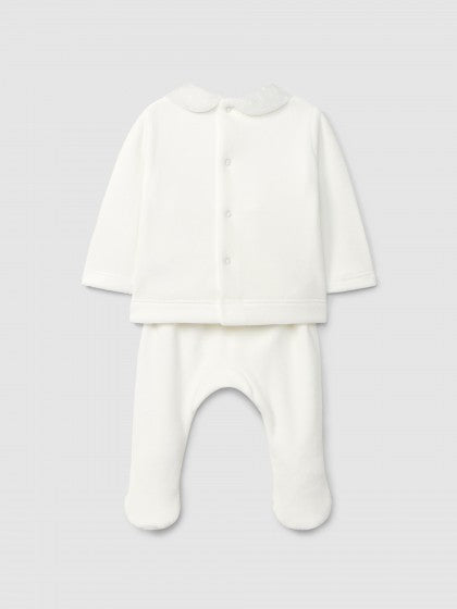 2 Pieces Babysuit W/ Smokes Embroi (0088-Lgt Grey)