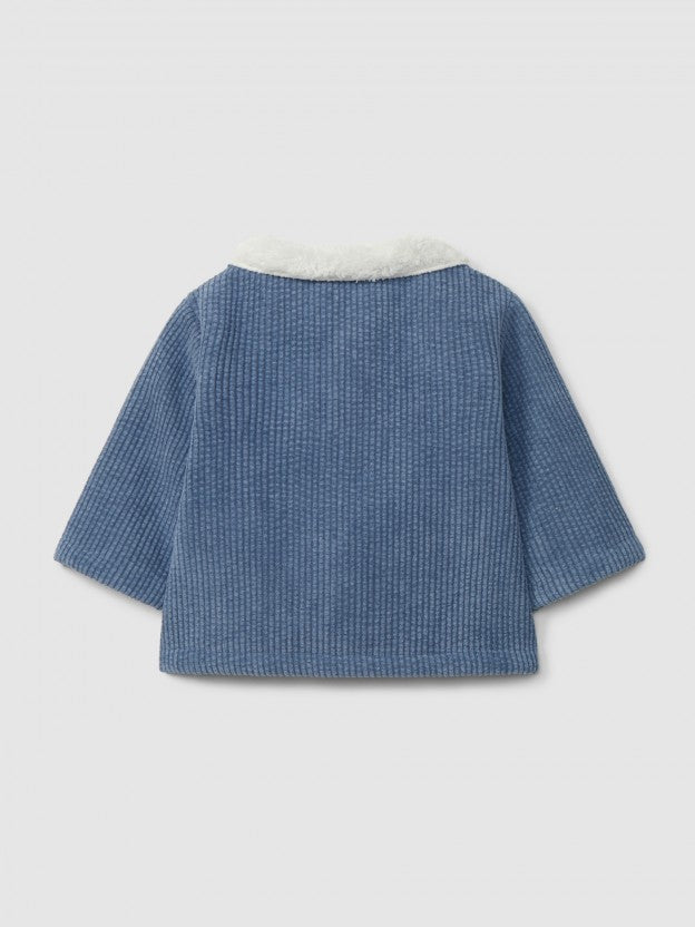 Corduroy Jacket W/ Fur (0035-Eng Blue)
