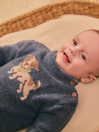 Knitted Jacquard Sweater (0037-Indigo)