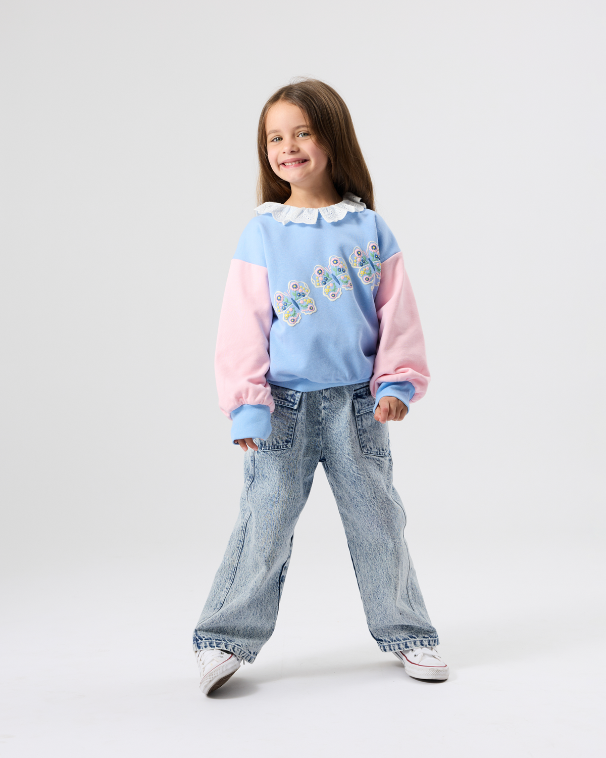 Butterfly Puff Print Oversized Sweatshirt