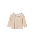 Ruffle Collar Cream Rib Top