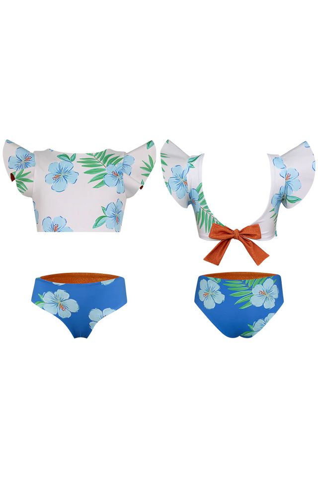 DAYANA BIKINI - HIBISCUS AZUL ARENA Reversible Bottoms