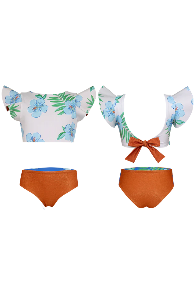 DAYANA BIKINI - HIBISCUS AZUL ARENA Reversible Bottoms
