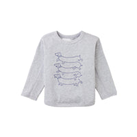 Baby Gianni Barrel Tee with Dachshund Outline Embroidery (Gray)