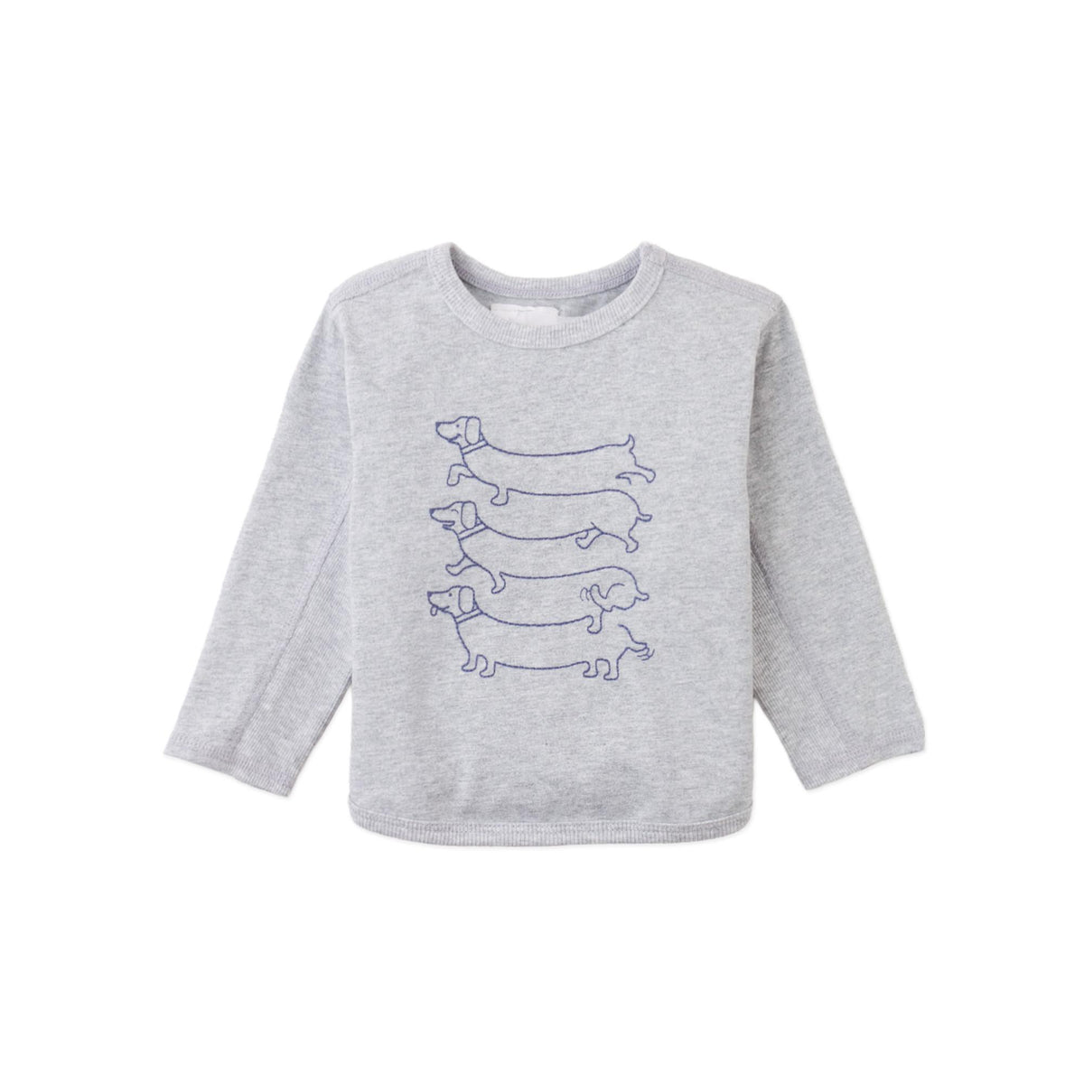 Baby Gianni Barrel Tee with Dachshund Outline Embroidery (Gray)