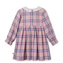 Pink Plaid Floral Embroidered Dress