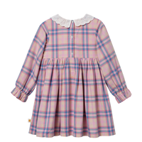 Pink Plaid Floral Embroidered Dress
