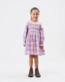 Pink Plaid Floral Embroidered Dress