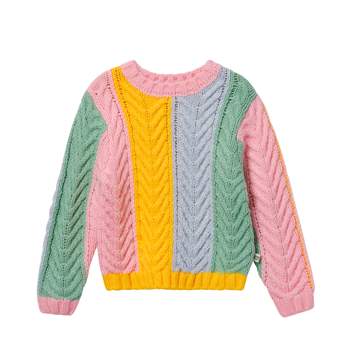 Pastel Colour Block Cable Knit Sweater