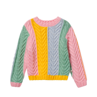 Pastel Colour Block Cable Knit Sweater