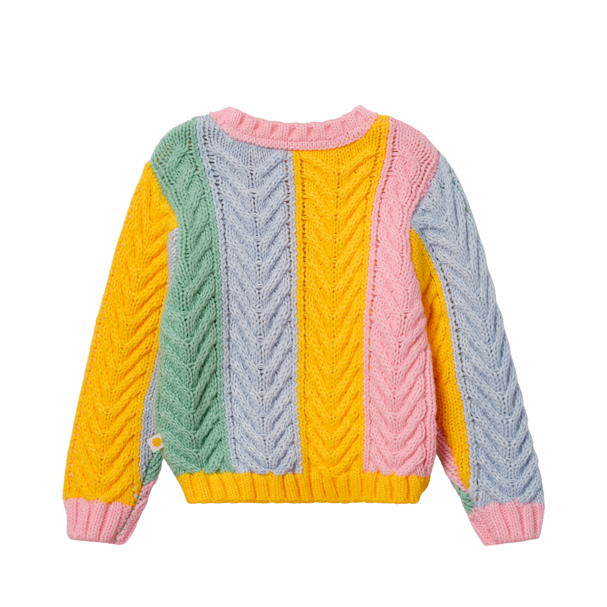 Pastel Colour Block Cable Knit Sweater