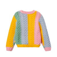 Pastel Colour Block Cable Knit Sweater