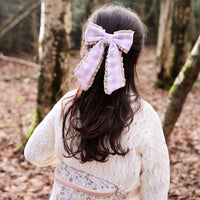 Gingham Ruffle Bow Clip