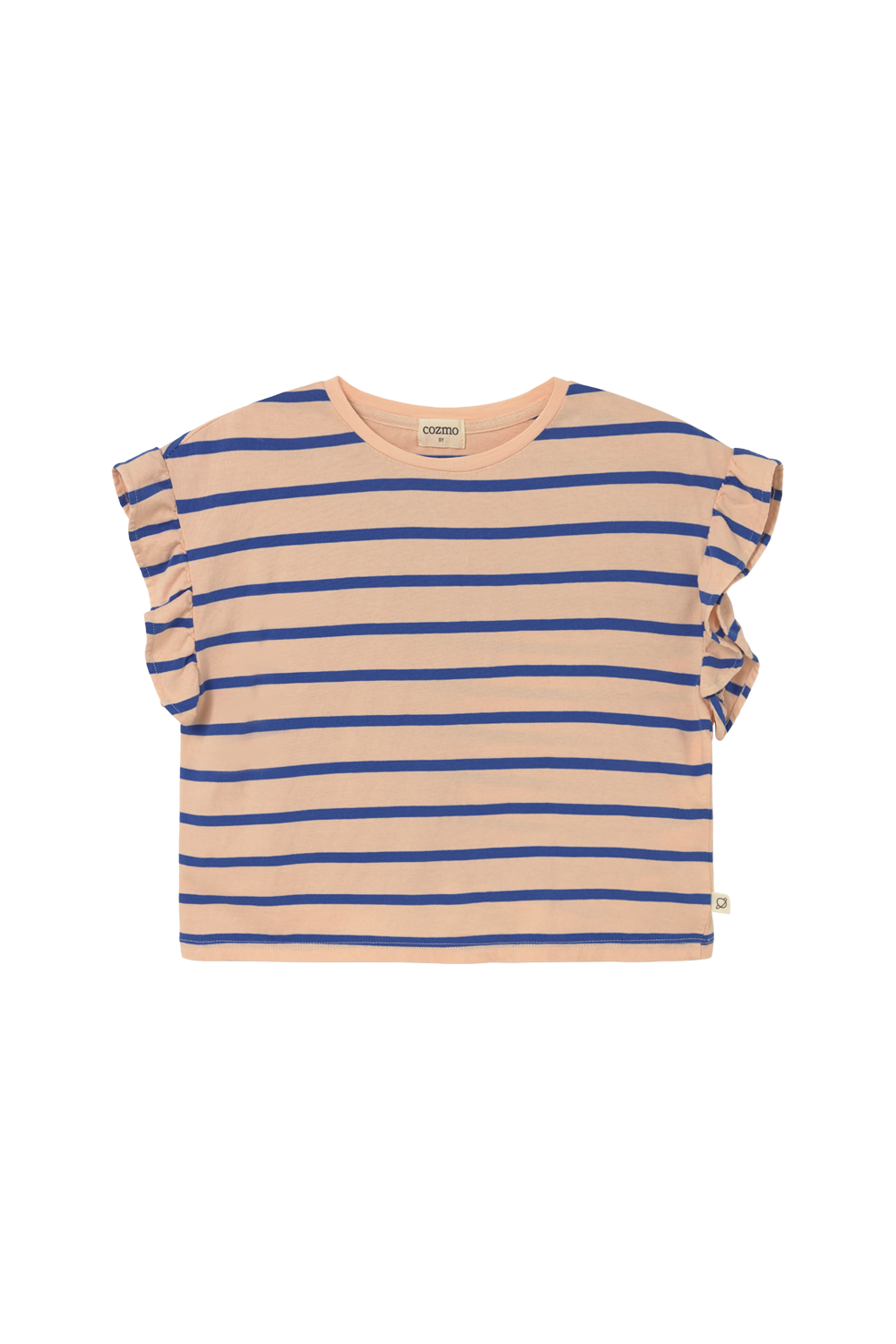 Striped Jersey Cotton Ruffle T-Shirt