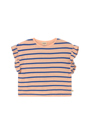 Striped Jersey Cotton Ruffle T-Shirt