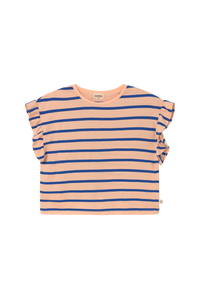 Striped Jersey Cotton Ruffle T-Shirt