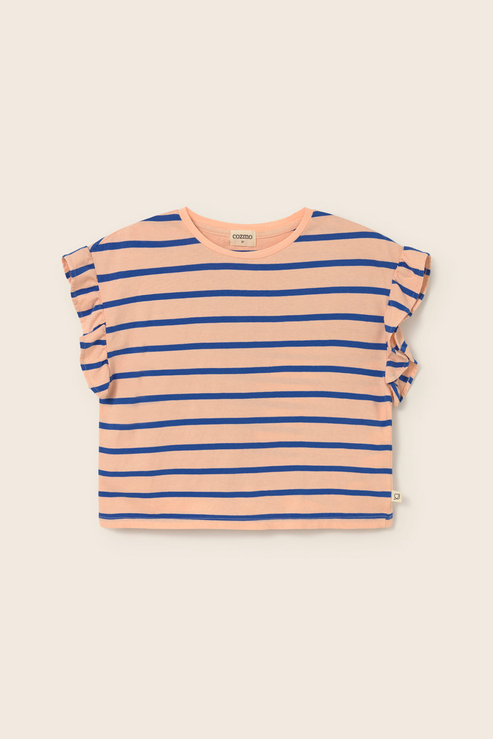 Striped Jersey Cotton Ruffle T-Shirt
