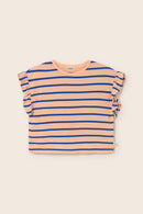 Striped Jersey Cotton Ruffle T-Shirt