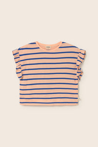 Striped Jersey Cotton Ruffle T-Shirt