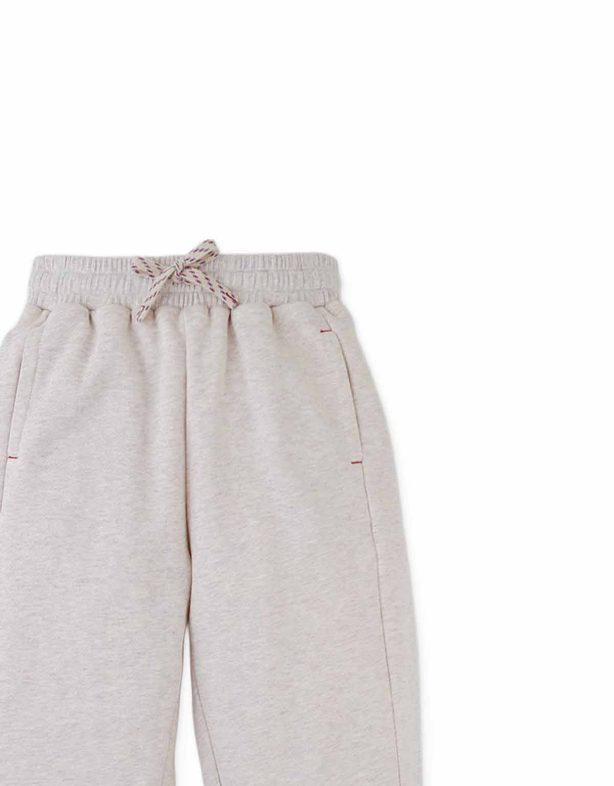 Alessio French Terry Joggers with Embroidery on Back Pocket (Beige)