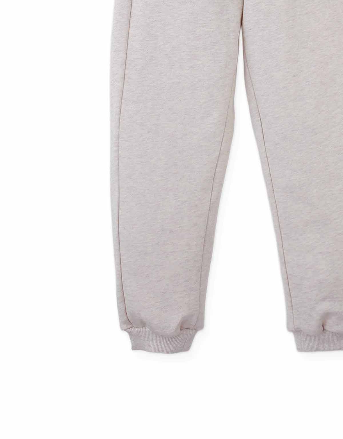 Alessio French Terry Joggers with Embroidery on Back Pocket (Beige)