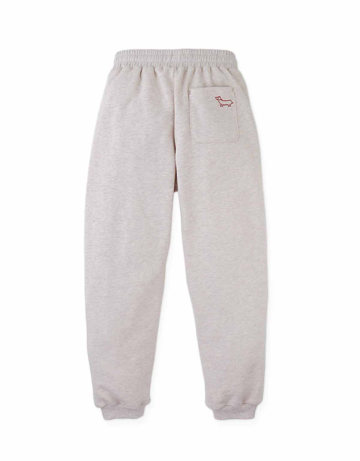 Alessio French Terry Joggers with Embroidery on Back Pocket (Beige)