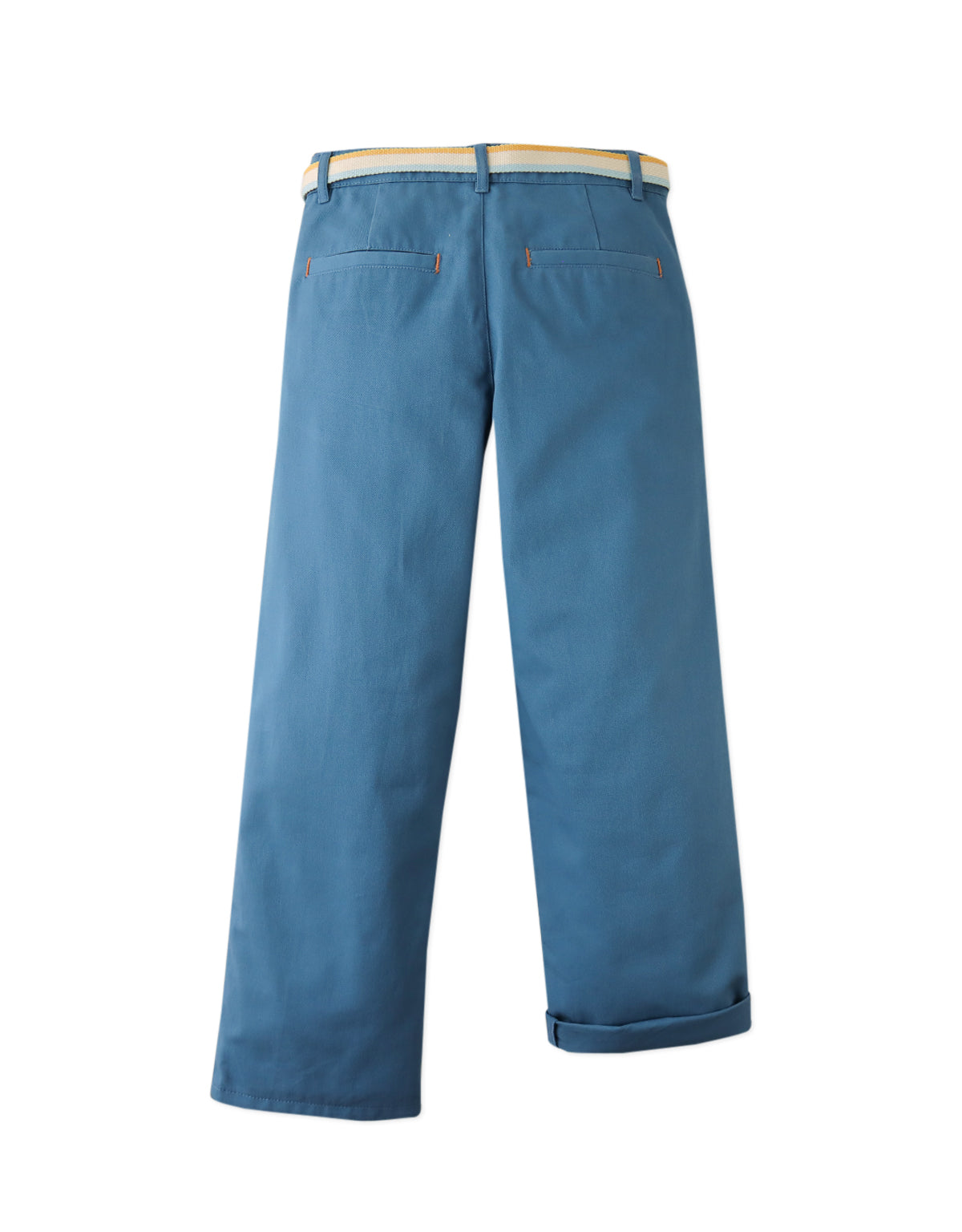 Edward Regular Straight Twill Pants with Striped Canvas Belt