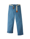 Edward Regular Straight Twill Pants with Striped Canvas Belt