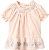 BLOUSE W. SMOCK W. EMB. DUSTY ROSE