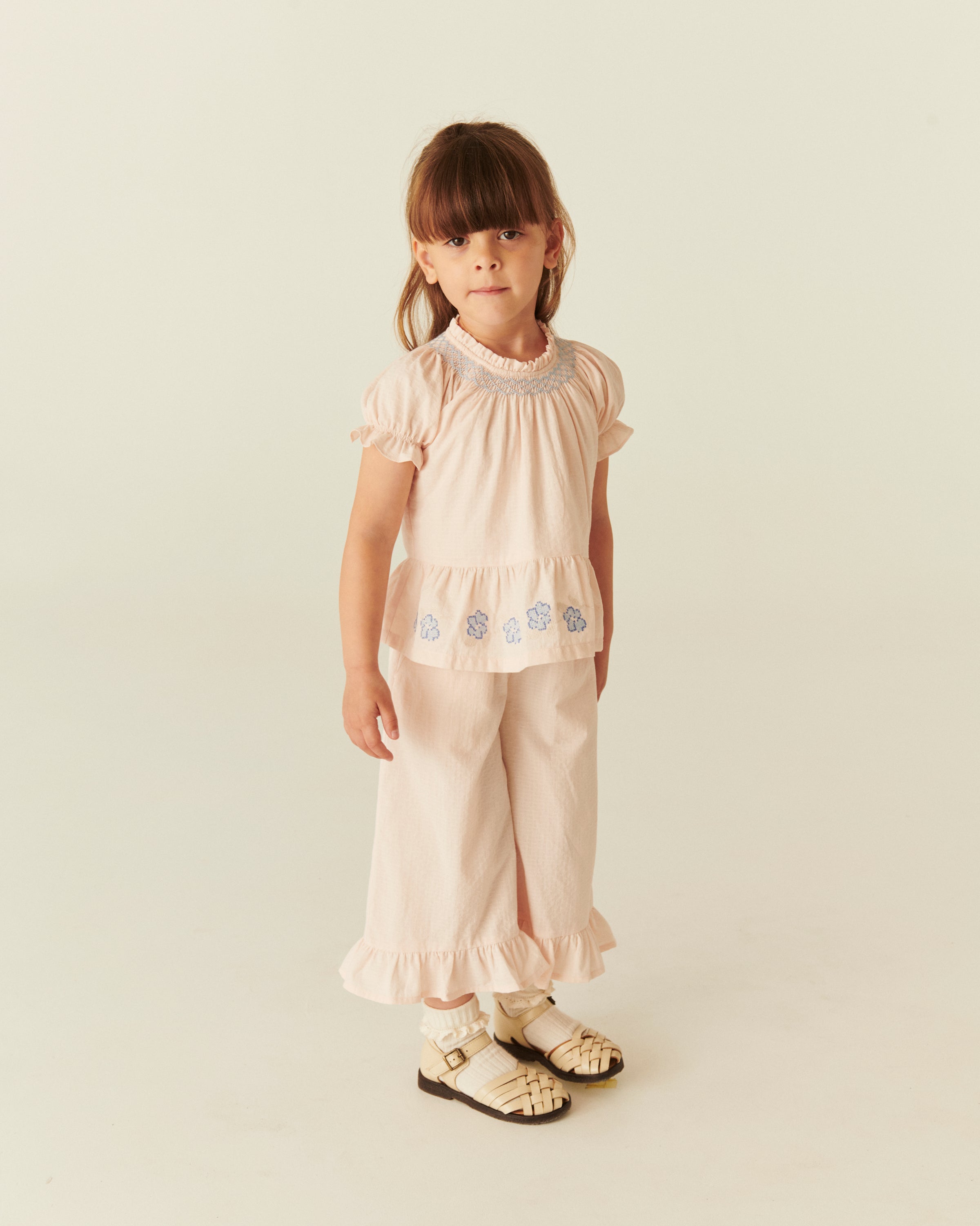 BLOUSE W. SMOCK W. EMB. DUSTY ROSE