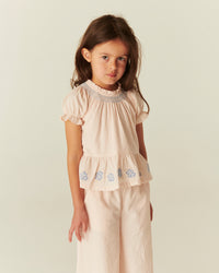 BLOUSE W. SMOCK W. EMB. DUSTY ROSE