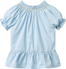BLOUSE W. SMOCK W. EMB LT BLUE
