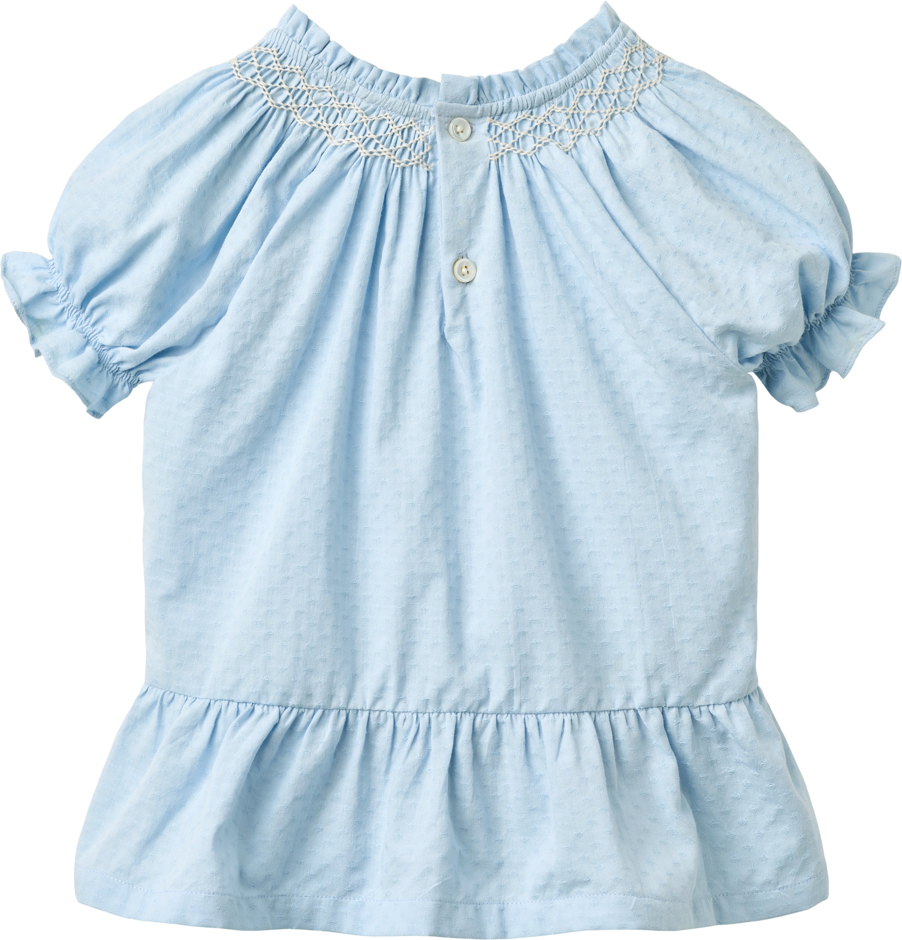 BLOUSE W. SMOCK W. EMB LT BLUE