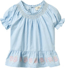BLOUSE W. SMOCK W. EMB LT BLUE